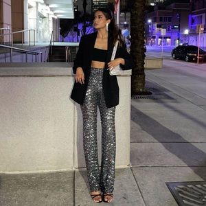 Zara Flared Sequin Leggings 